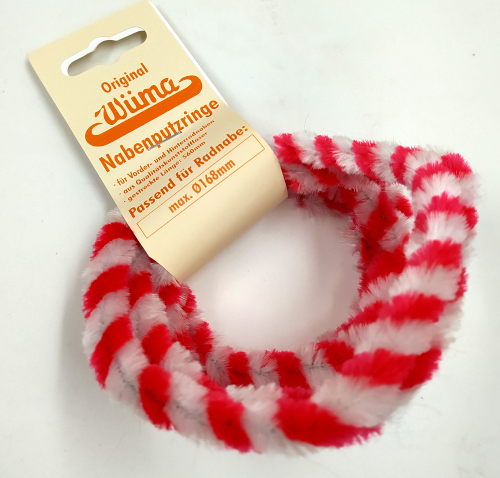 Paar Nabenputzringe - rot/ weiß - für Mokick-Radnabe Ø168 mm, 560 mm lang