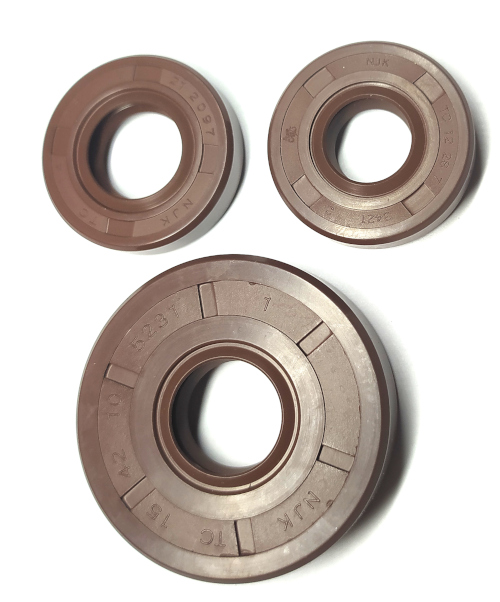 Set 3x Wellendichtringe NJK - FPM, braun - Rheinmetall-Motor KRo, Rh50 - KR50 ab Bj. ca. 1960-1963