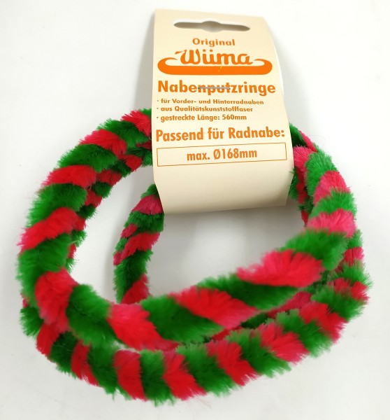 Paar Nabenputzringe - rot/ grün - für Mokick-Radnabe Ø168 mm, 560 mm lang