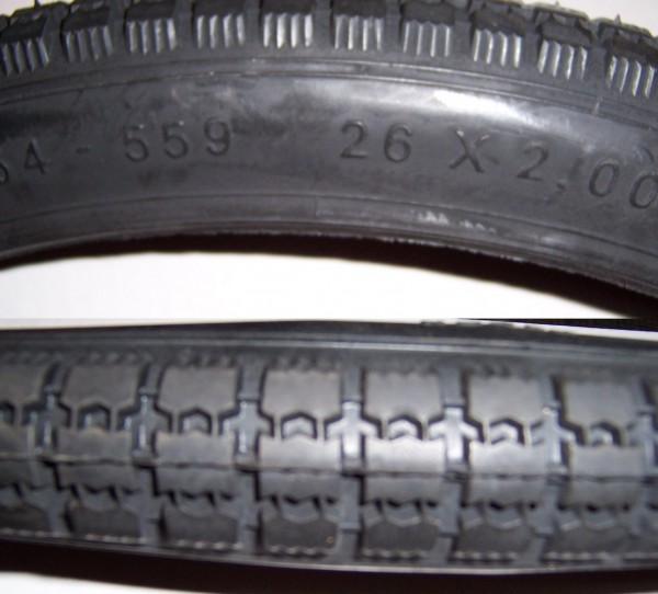 ein Reifen 26 x 2,00, schwarz